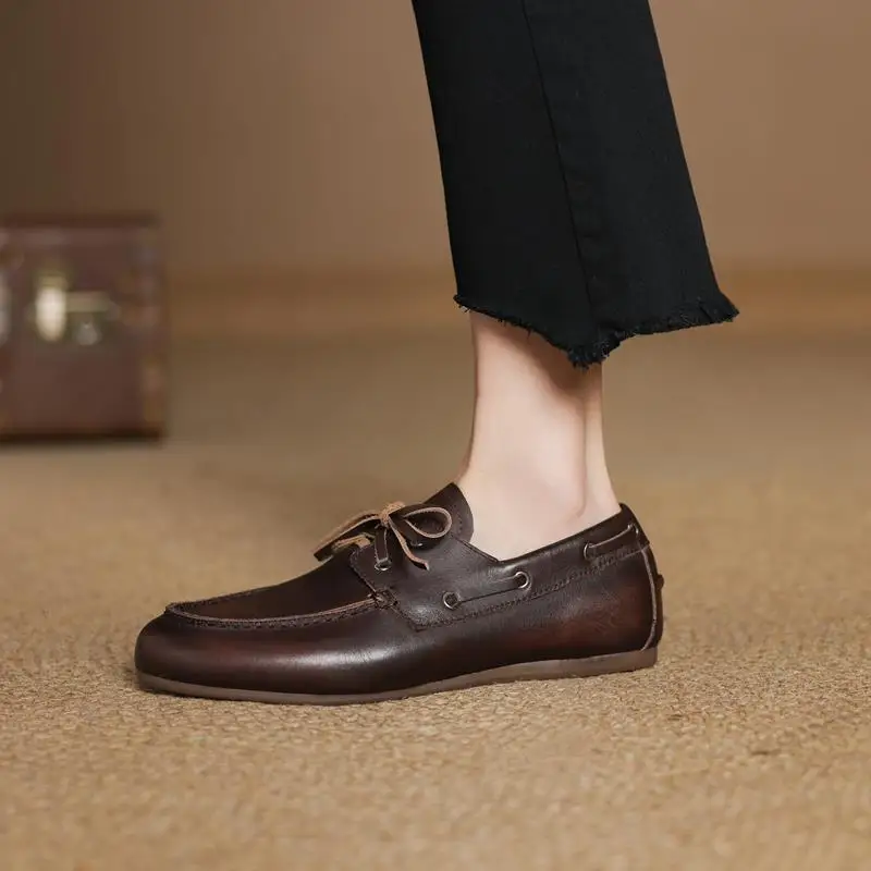 MORAZORA Size 35-43 Ins Hot Genuine Leather Flat Shoes Women Suede Brand Desgin Casual Flats Fashion Ladies Loafers 4 Colors
