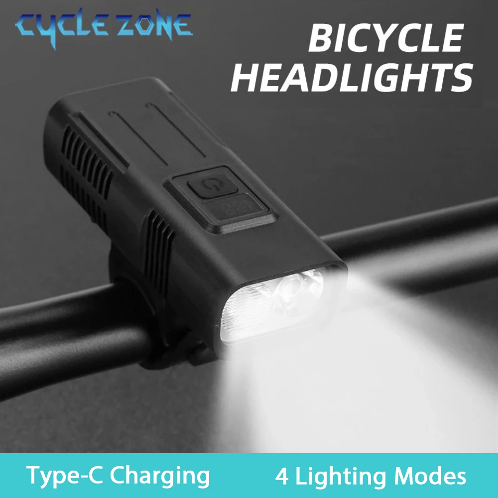 

Digital Display Cycling Head Light Rechargable 4 Lighting Modes Flashlight Lamp Mini Protable 2 LED Front Light for Night Riding