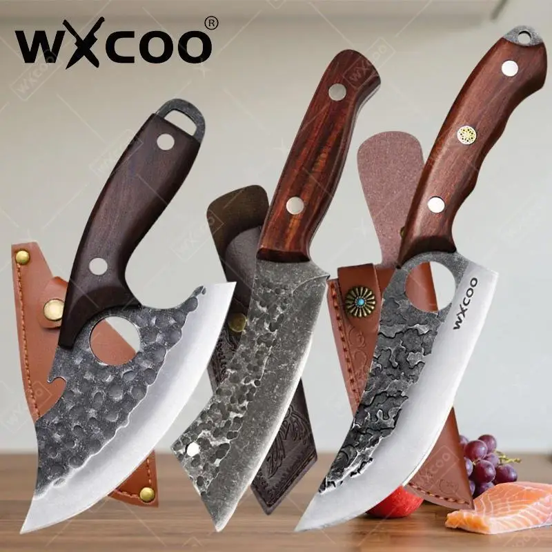 

WXCOO Multifunctional Butcher Knife Fruit Cooking Knife with Knife Cover Stainless Steel Forged Handmade Kitchen Boning Knife