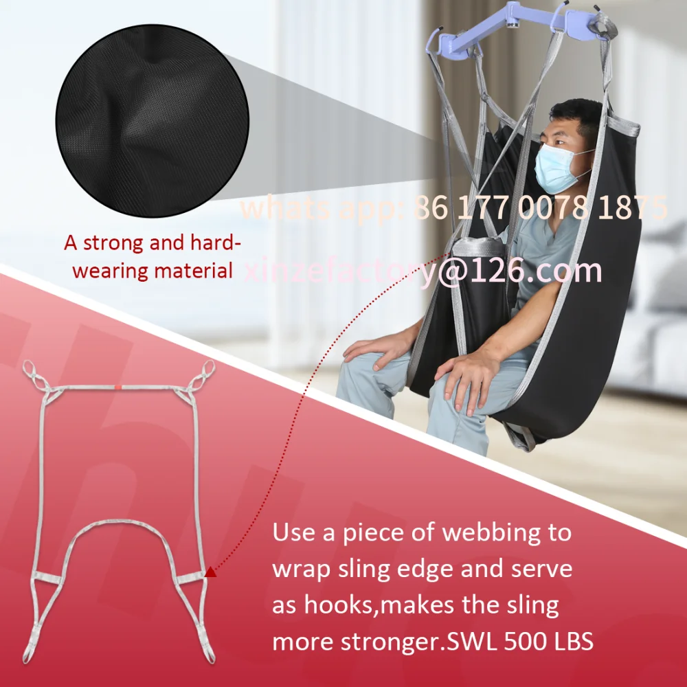 Customizable Ehucon Patient Lift Divided Leg Sling with Lower Back, Transfer Hoist Hoyer Sling for Lifting and Positioning 500lb