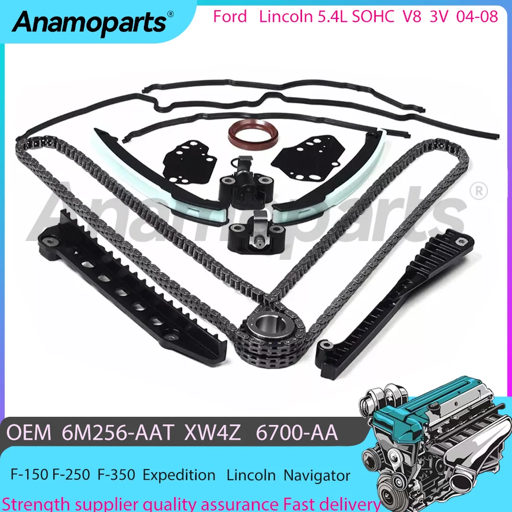 

Engine Timing Chain Kit + Cover Gaskets for 04-08 Ford F-150 F-250 Expedition Lincoln Navigator Mark 5.4L SOHC V8 Triton 3V