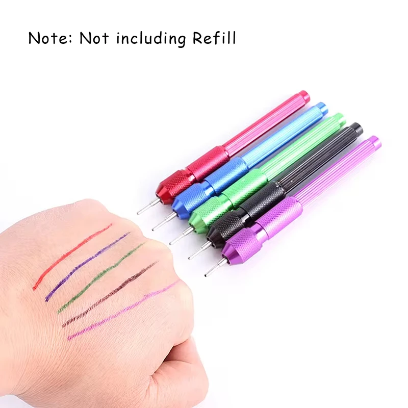 Manual Tattoo Pen Holder Set With 20 Tattoo Marker Refills 5 Colors Aluminum Tattoo Skin Marking Pen For Tattoo Pattern