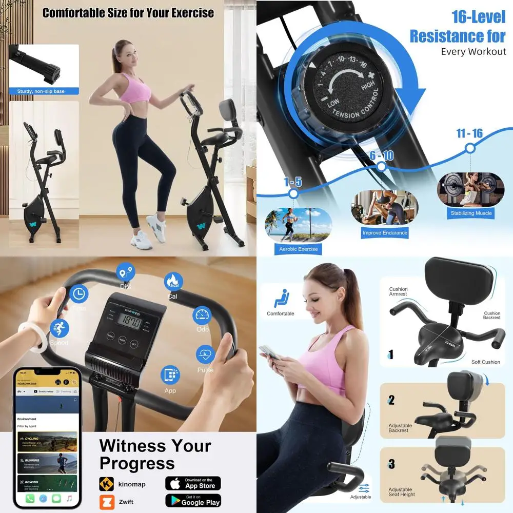 

Многофункциональный велотренажер для дома с регулируемым сиденьем и спинкой, 16-уровневой регулировкой сопротивления, выдерживает до 350 фунтов.