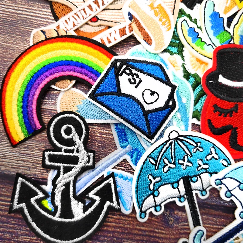 Rainbow Cactus Camera Patches Embroidery For T-Shirt Iron On Appliques Clothes Jeans Stickers Badges Hot Air Balloon