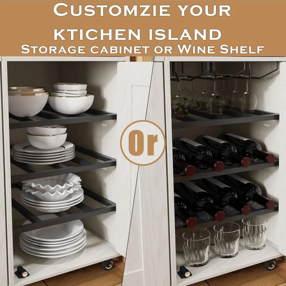 عربة جزيرة المطبخ مع سطح من أوراق الشجر و5 عجلات، وخزانة تخزين متنقلة لاستخدام المطبخ #4