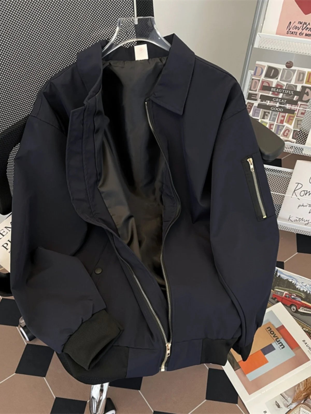 

American Sle Pilot Jaet Loose Fit Casual Collar Men's Clothing Spring Autumn Outerwear Faionable Street Vibes