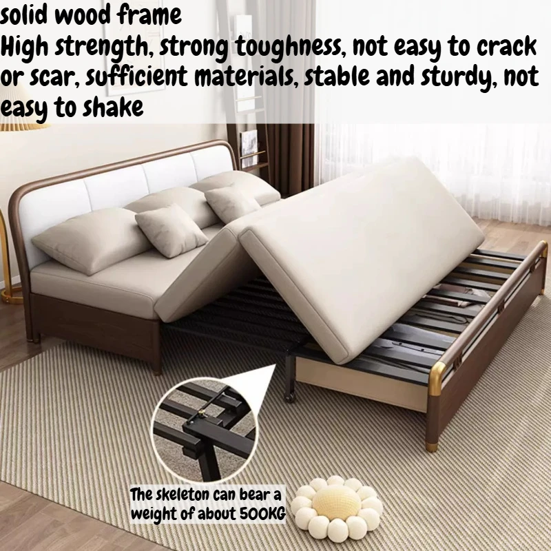 Living Room Double Sofa Bed Modern Luxury Multifunctional Lazy Fabric Folding Convertible Sofa Bed Pull Storage Lounge Furniture