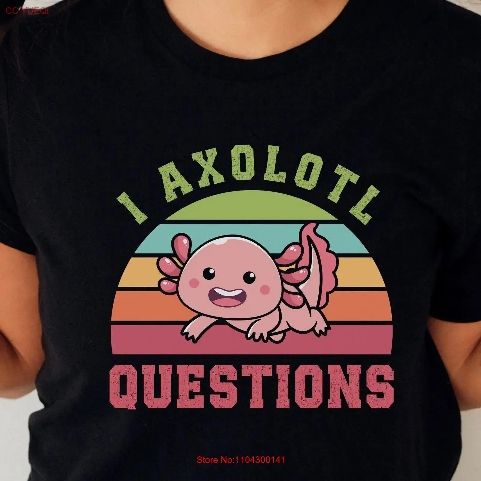 Cute Anime T Shirt I Axolotl Questions Funny Lover Salamander vintage Washed Top For Everyday Wear Unisex designer clothes