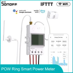 SONOFF-medidor de energia com sensor CT Split, monitor de energia, WiFi, anel POW, chip ESP32, aplicativo eWeLink, Alexa, Google Home, 100A