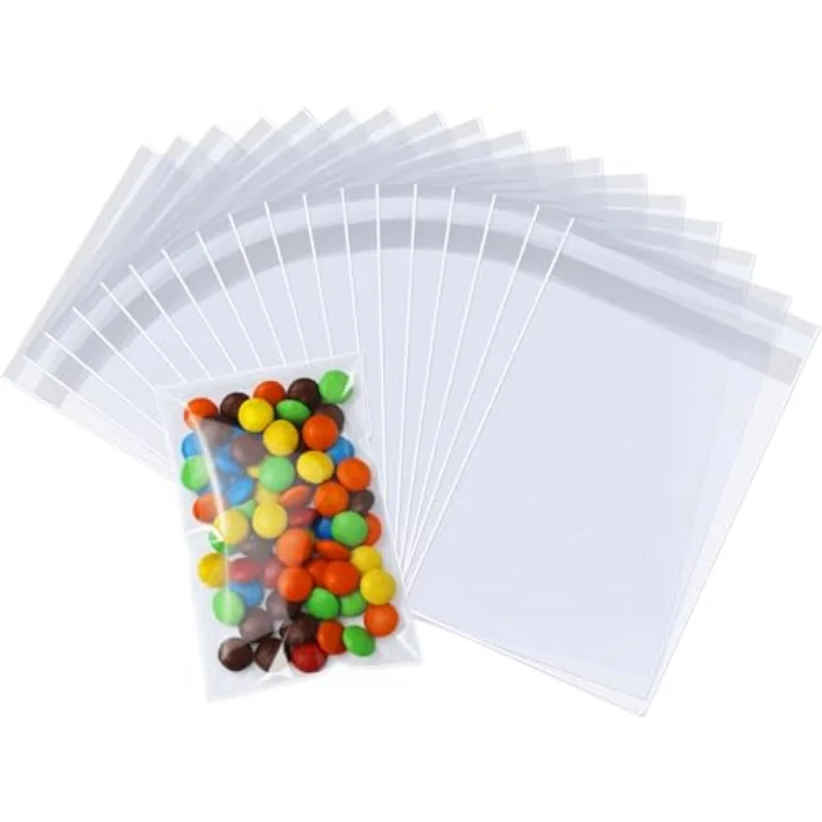 Cookie Bags 3''x 5", 00 Pcs Self Sealing Cellophane Treat Bags, Small Clear Plastic Goodie Bag for Gift, Snack, Party Favor, Ca
