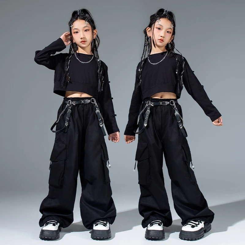 New Children'S Ballroom Dance Suits Kids Hip Hop Clothing Girls Jazz Dance Costume Kpop Outfits Stage Street Wear DW10407