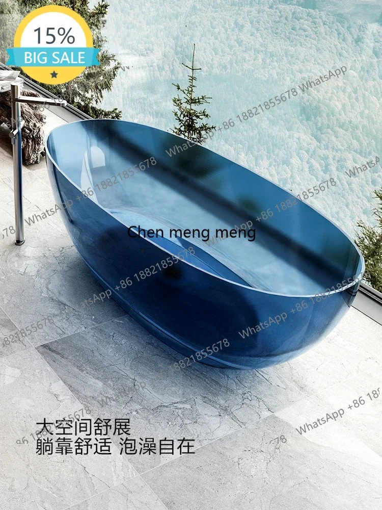 L07 Transparent Bathtub Oval Artificial Stone Resin Color Crystal Independent Double Bathtub