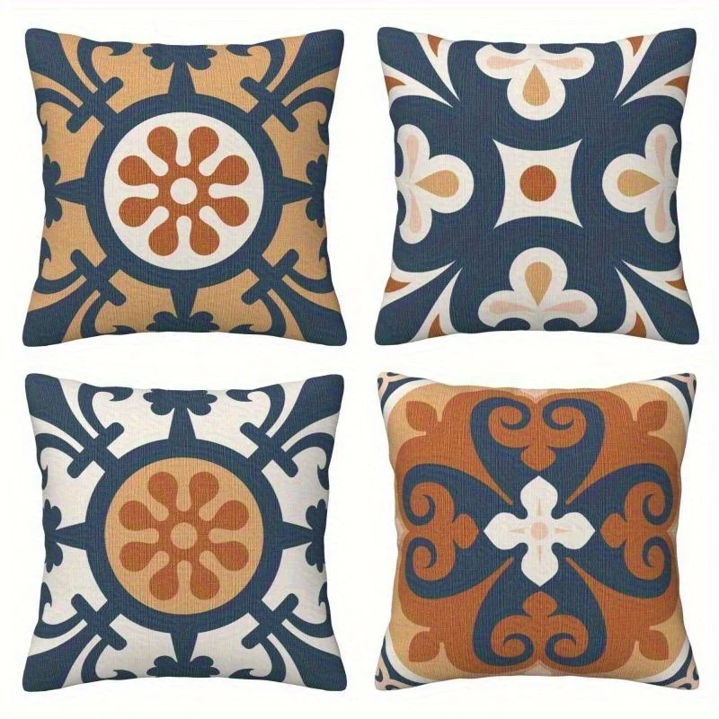 

Retro geometric patterns double-sided Printed pillow cover Short plush Suitable living rooms bedrooms sofas throw cushion cover