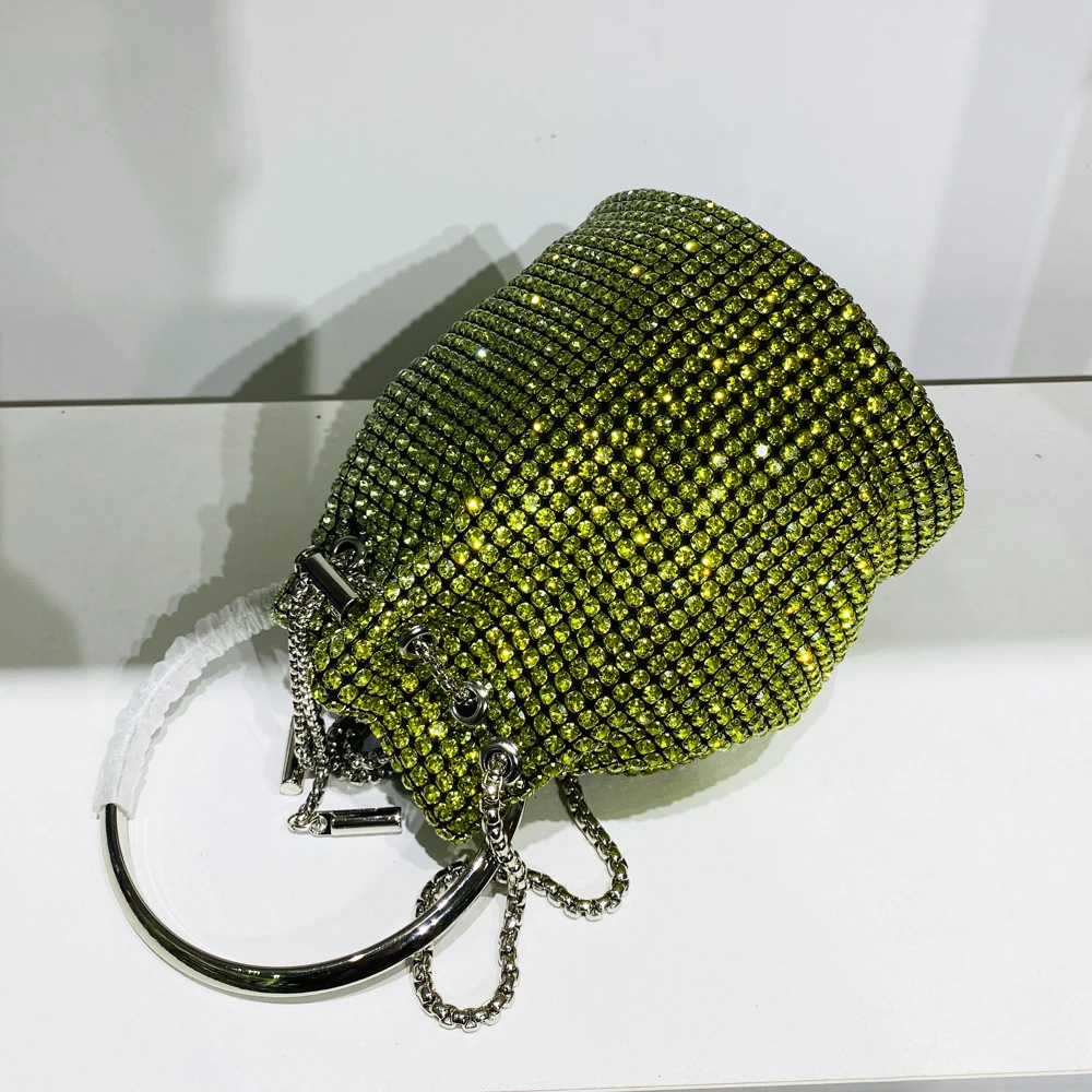 Rhinestone metaliczny pierścień torebki dla kobiet luksusowy projektant 2023 nowy w łańcuchu torba na ramię Crossbody diamenty wieczorowe torebki na