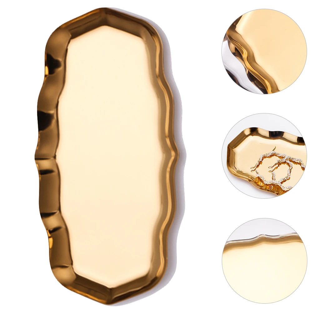 

Stainless Steel Tray Jewelry Dish Ring Plate Organizer Metal Container Home Decor Gift Accessories Display