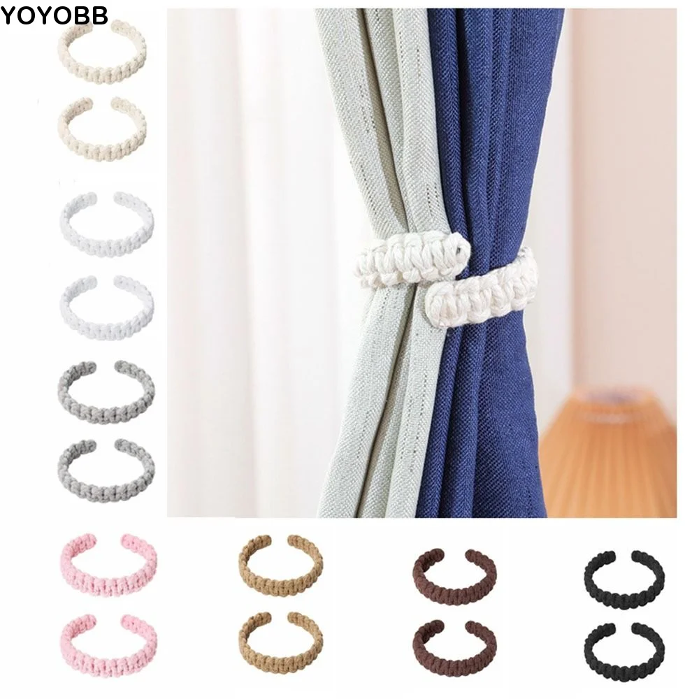 2Pcs Modern Retro Curtain Tie Rope Handwoven Braided Curtain Strap Twist Knotted Vintage Curtain Clip Window Decor