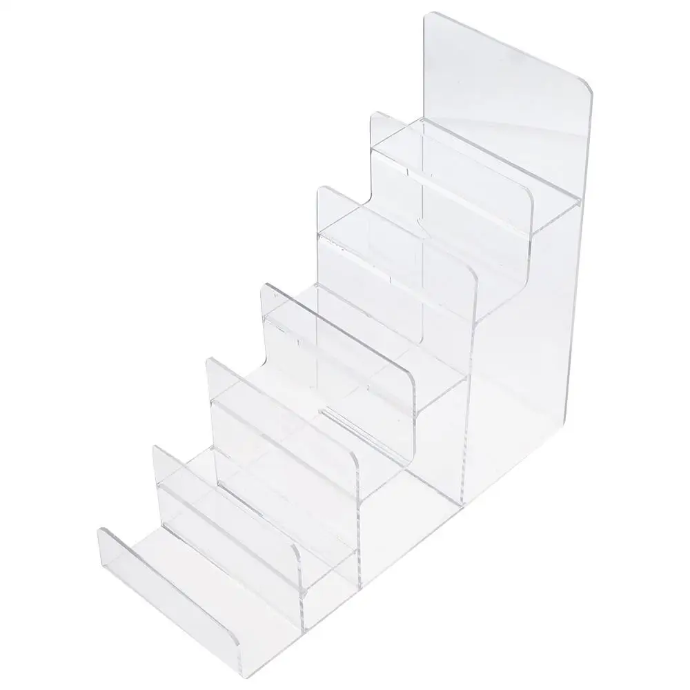 Showcase Fixture Acrylic Clear Display Risers Transparent 6 Tiers Wallet Holder Stand Handbag Purse Display Shelf Collection