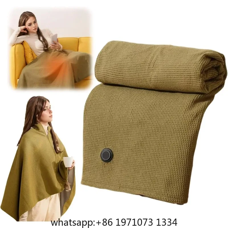 Portable Heated Blanket Shawl Wrap for Women, Electric Heating Blanket Rapid Warm Shawl, Washable Heated Wrap for Neck Shoulder