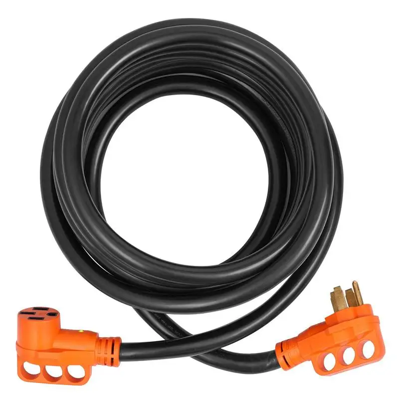50 ft RV Extension Cord, 50 Amp, Heavy Duty STW RV Power Cord, NEMA 14-50R Female NEMA 14-50P Male Plug, with LED Indicator Handle 15A Adapter, for RVs, trams, generators, campers, ETL Listed