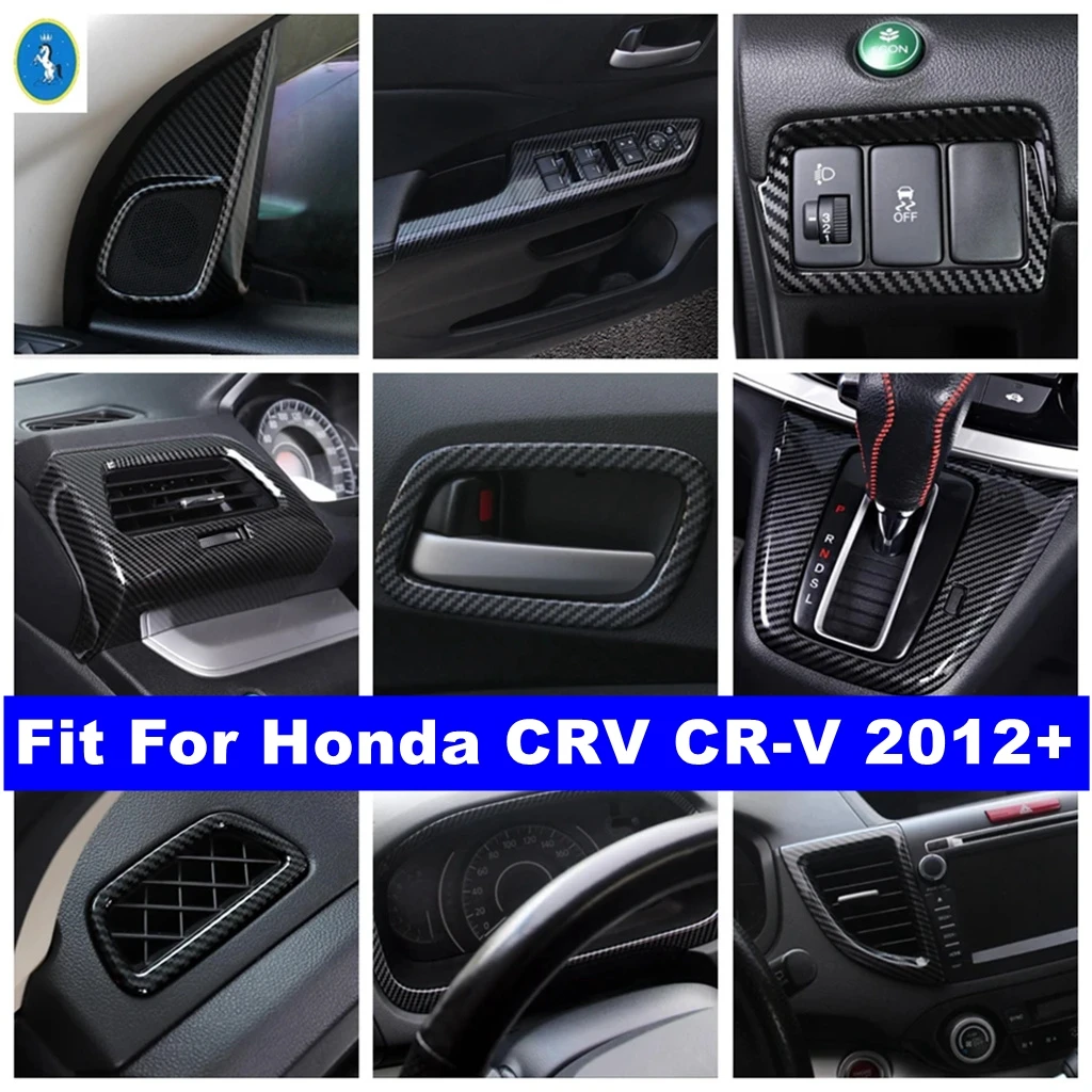 

Carbon Fiber Car Pillar A Speaker / Window Glass Lift / Upper Air Outlet Cover Trim Accessories For Honda CRV CR-V 2012 - 2016