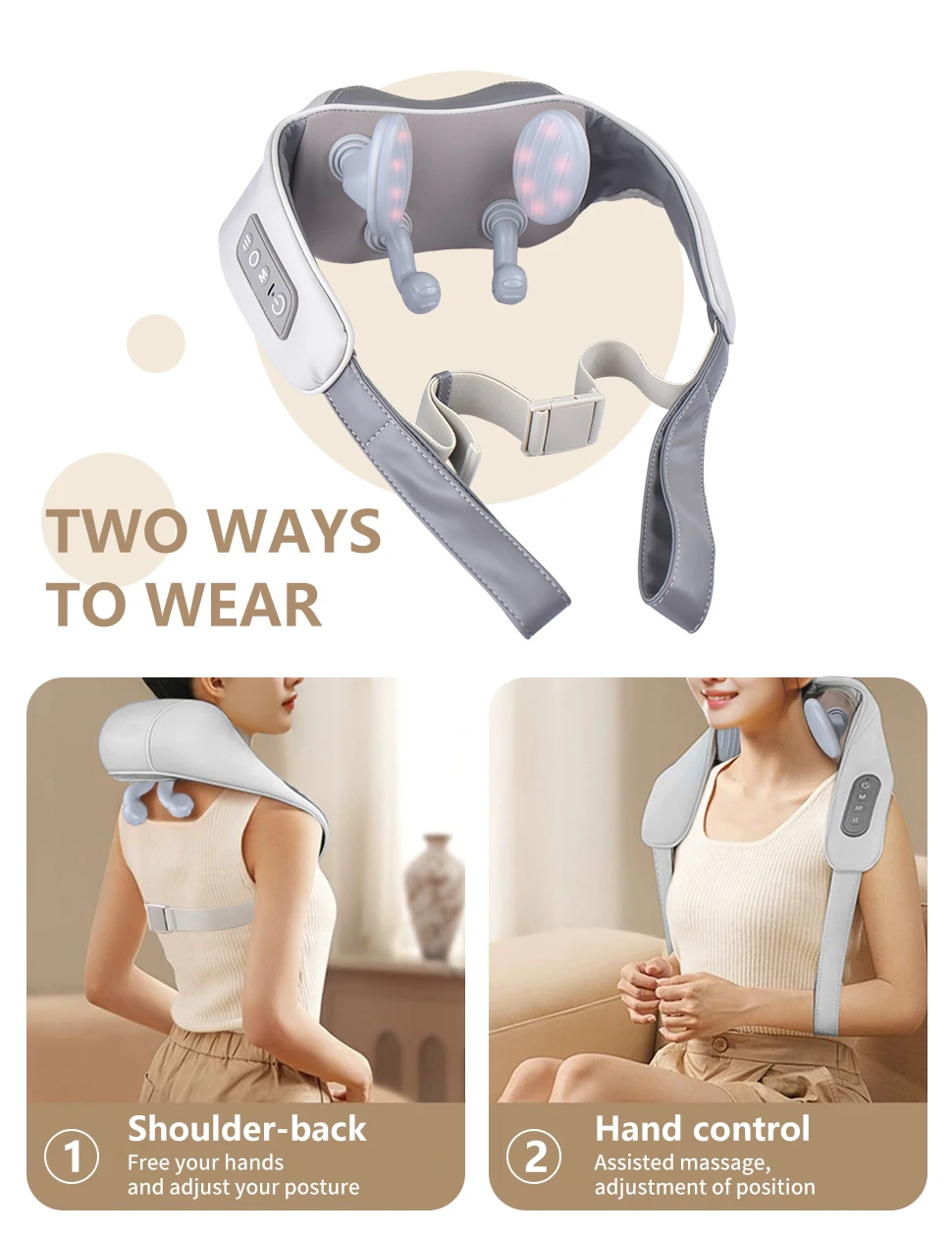 الكهربائية الرقبة الكتف المحمولة اللاسلكية تدليك الأنسجة العميقة العضلات الذكية مدلك عنق الرحم مع الحرارة