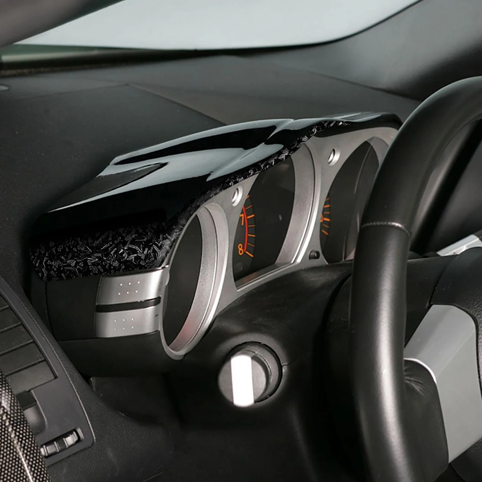 

Forged Carbon Fiber Car Dashboard Stopwatch Speedometer Panel Frame Decor Interior Accessories Sticker For Nissan 350Z 2006-2009
