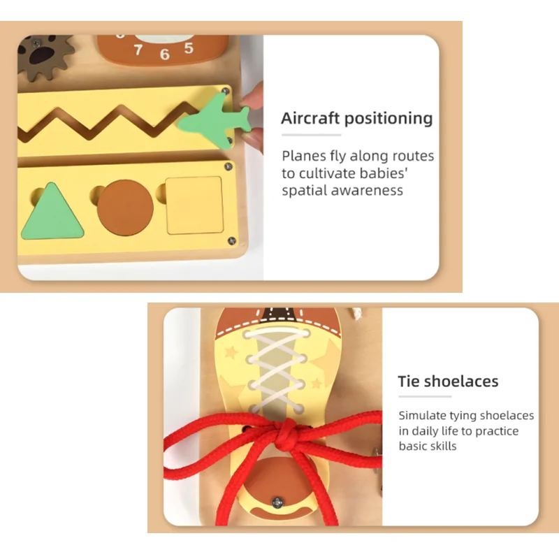 Educational Learning Kids Toys Wood Busyboard Fine Motor Skill Life Practical Activities Early Teaching Aid Shape Matching Game