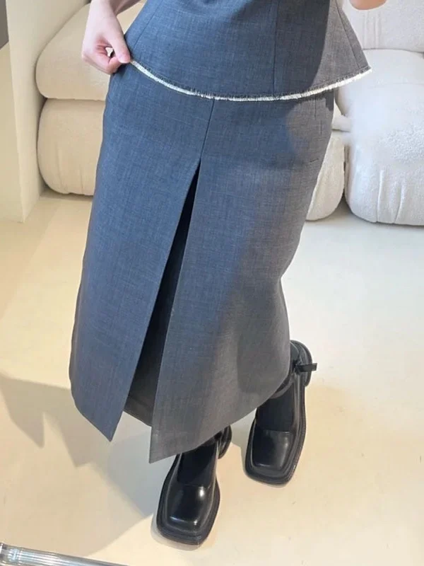 

Low Waist Asymmetrical Half Skirt Fashionable Versatile Commute Style Polyester Cotton Blend Home Wear Glitter Finish A-Line ...