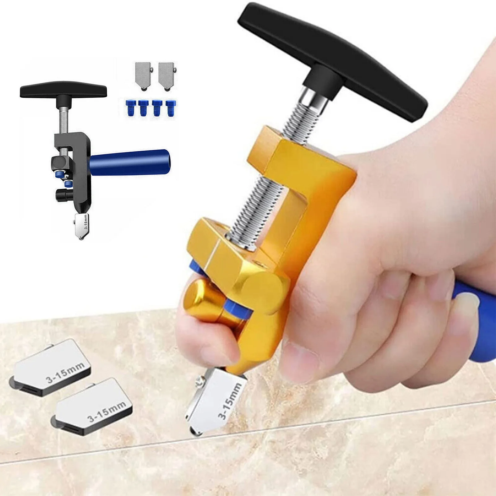 

Professional 2 In 1 Easy Glide Glass Tile Cutter Ceramic Tile Glass Cutting Tool Portable Construction Cutter Tool