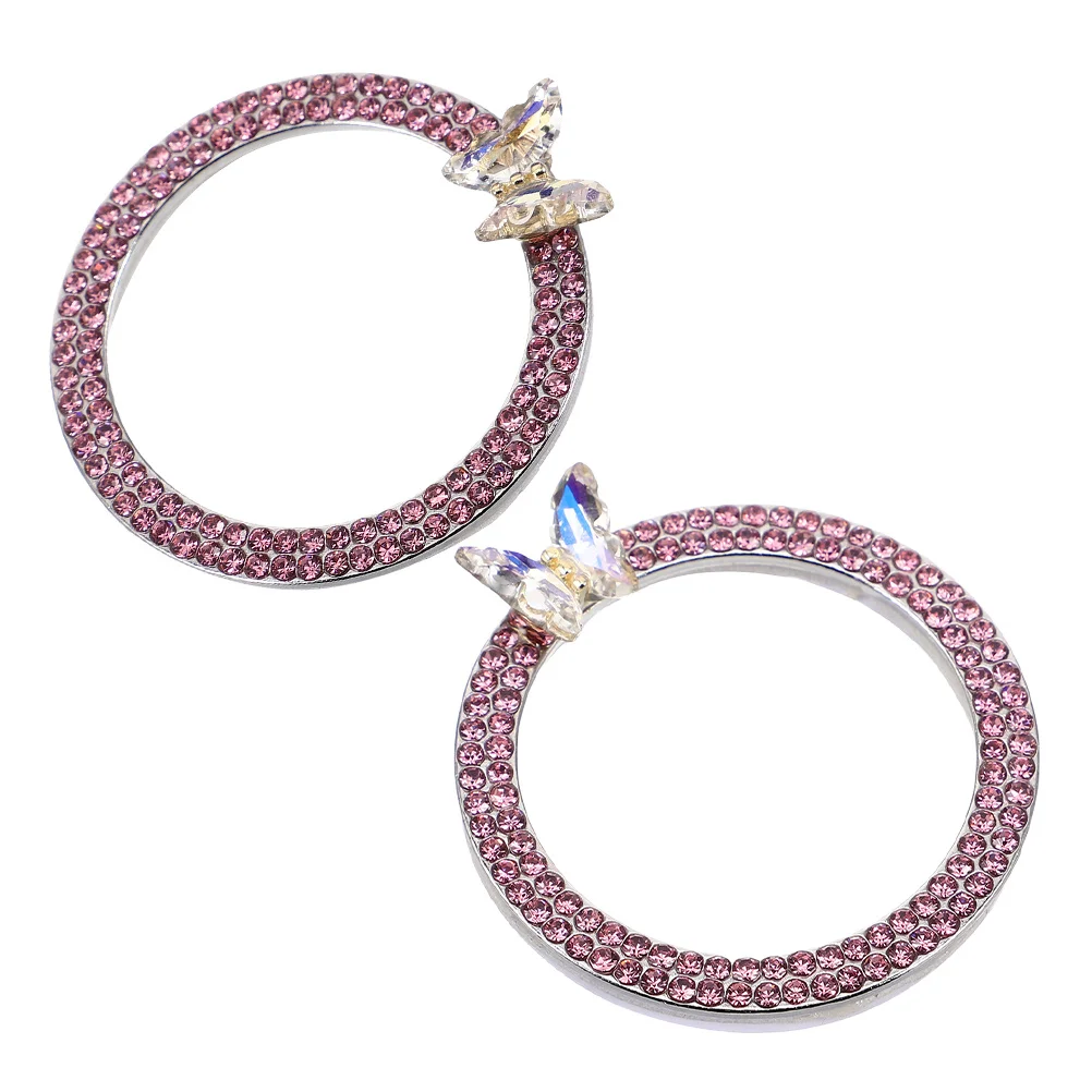 

2 шт., сверкающие стразы, бабочка, крышка кнопки зажигания автомобиля, декор для запуска, аксессуары для интерьера, украшение интерьера автомобиля