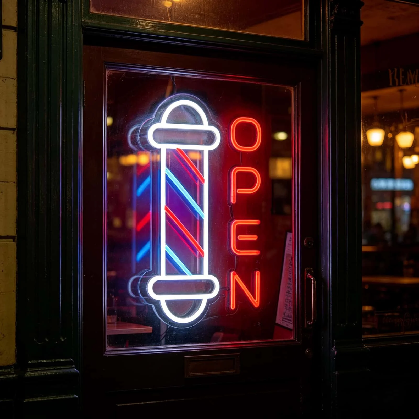 Barber Shop Open Neon Sign Classic Barber Pole LED Neon Light Wall Decor Hair Salon Window Door Business Open Sign