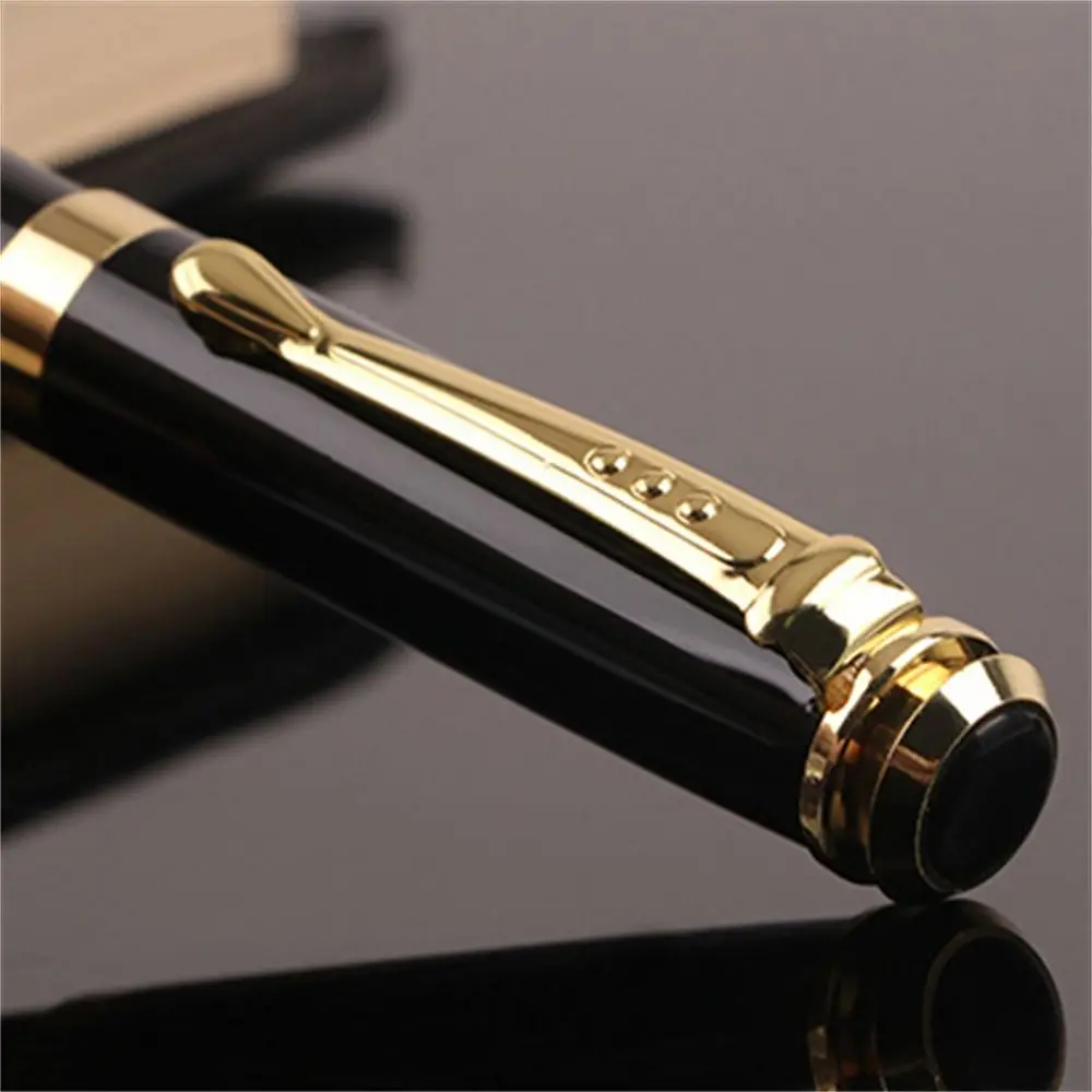 

School Supplies Calligraphy Fountain Pen Golden Trim Smooth Writing Business Fountain Pen EF Nib Black Writing Ink Pen Gift Pen