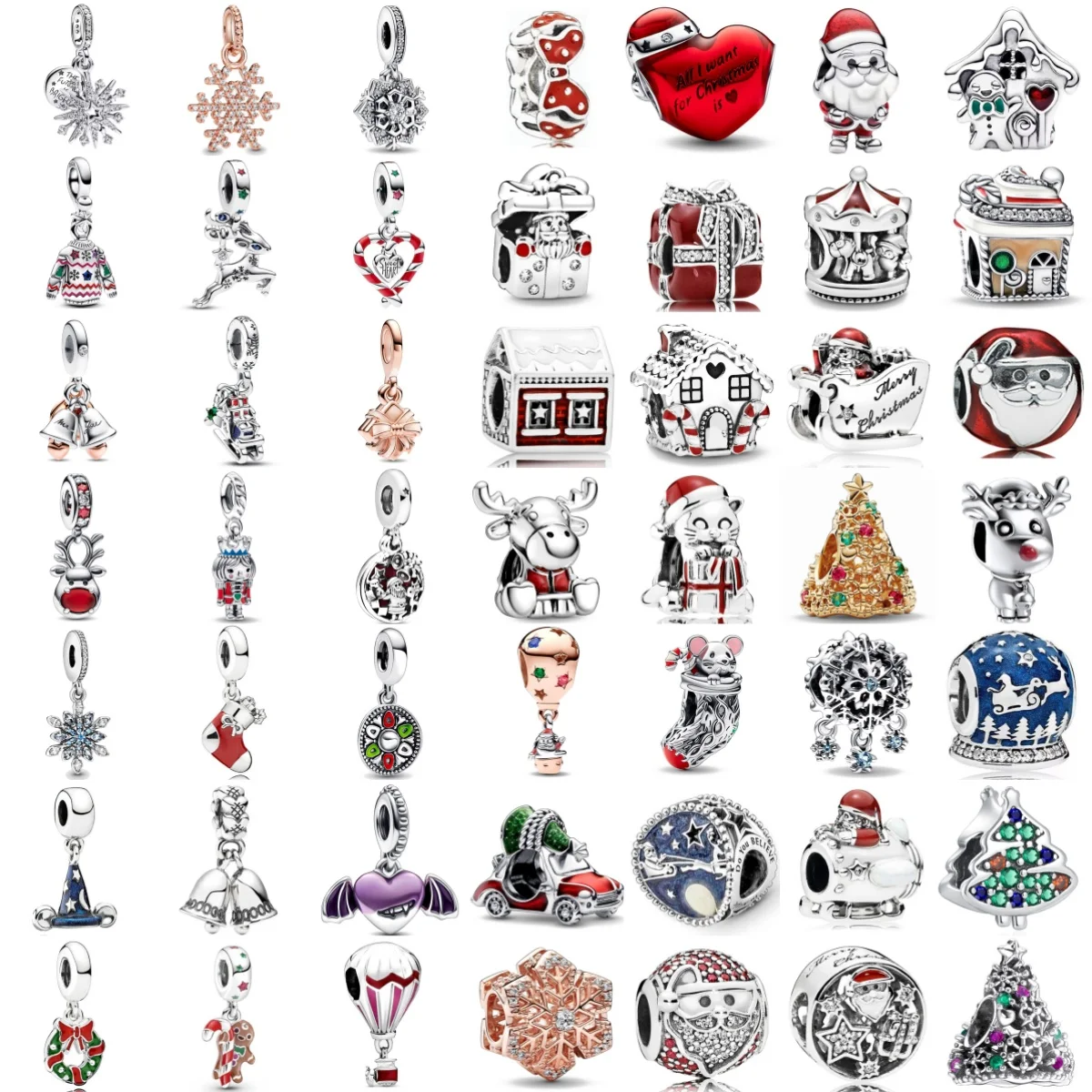 Hot Sale 925 Silver Christmas Series Tree Snowflake Deer Sweater Charm Pendant Fit for Original Bracelets DIYWomen's Jewelry
