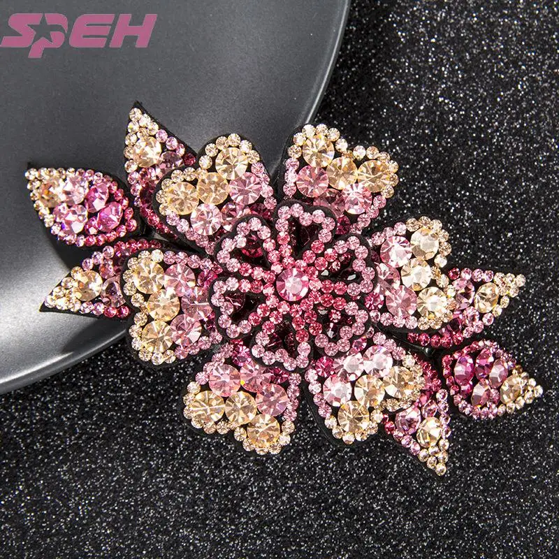 side girl pink  style flower top clip ins net red  flower girl white crystal hair accessories