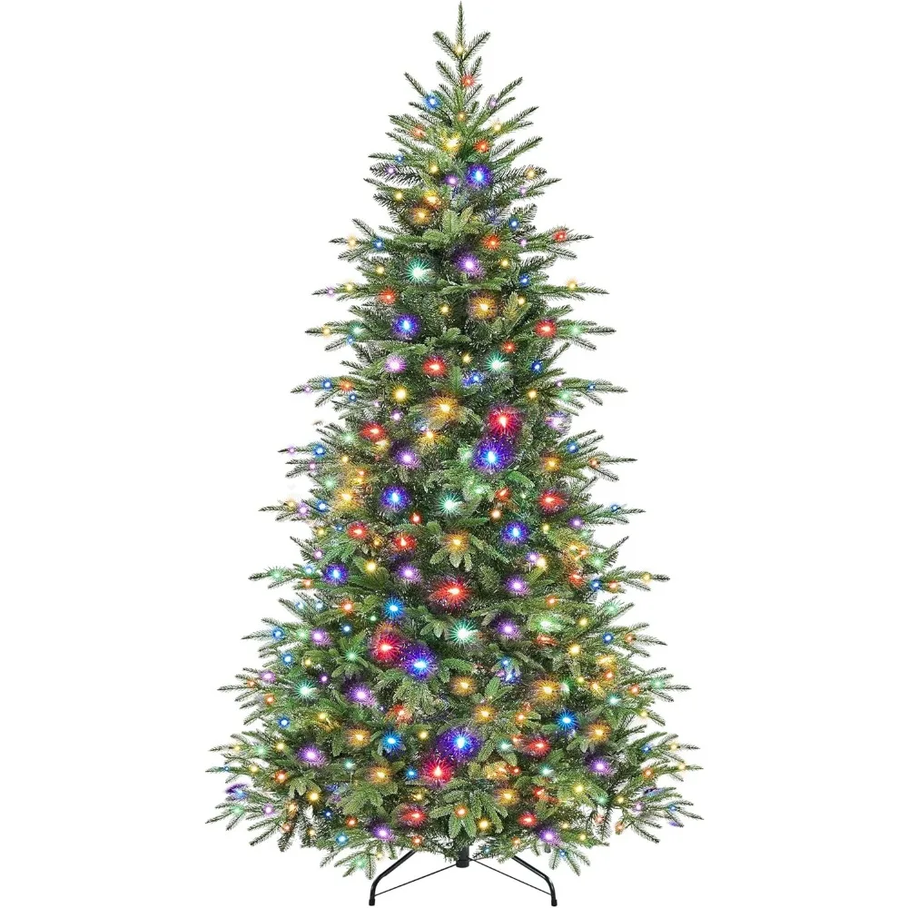 

6ft Pre-Lit Aspen Christmas Tree with 350 Multicolored LED Lights, 1576 PE & PVC Branch Tips, 9 Light Modes Lighted Artifical