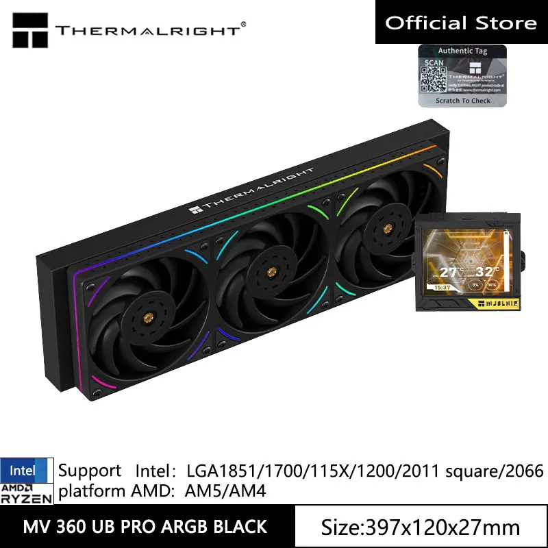 Thermalright Mjolnir VISION 360 UB PRO ARGB All-in-one water cooling radiator, 3.5-inch screen/support Intel LGA1851/1700/AM5