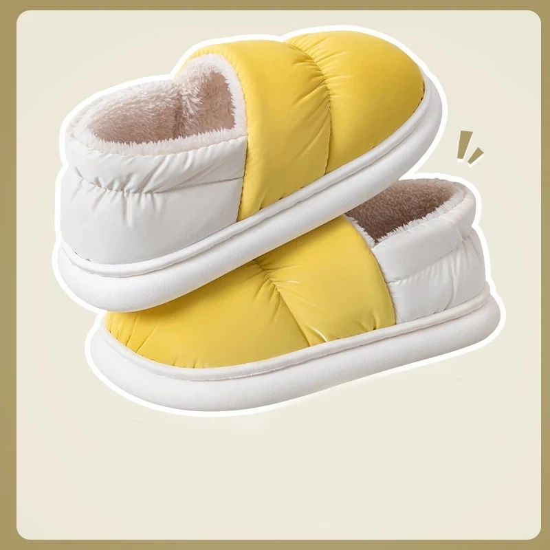 New Women's Outdoor Waterproof Cotton Slippers with Anti slip Thick Bottom and Velvet Warm Cotton Slippers for Home Use