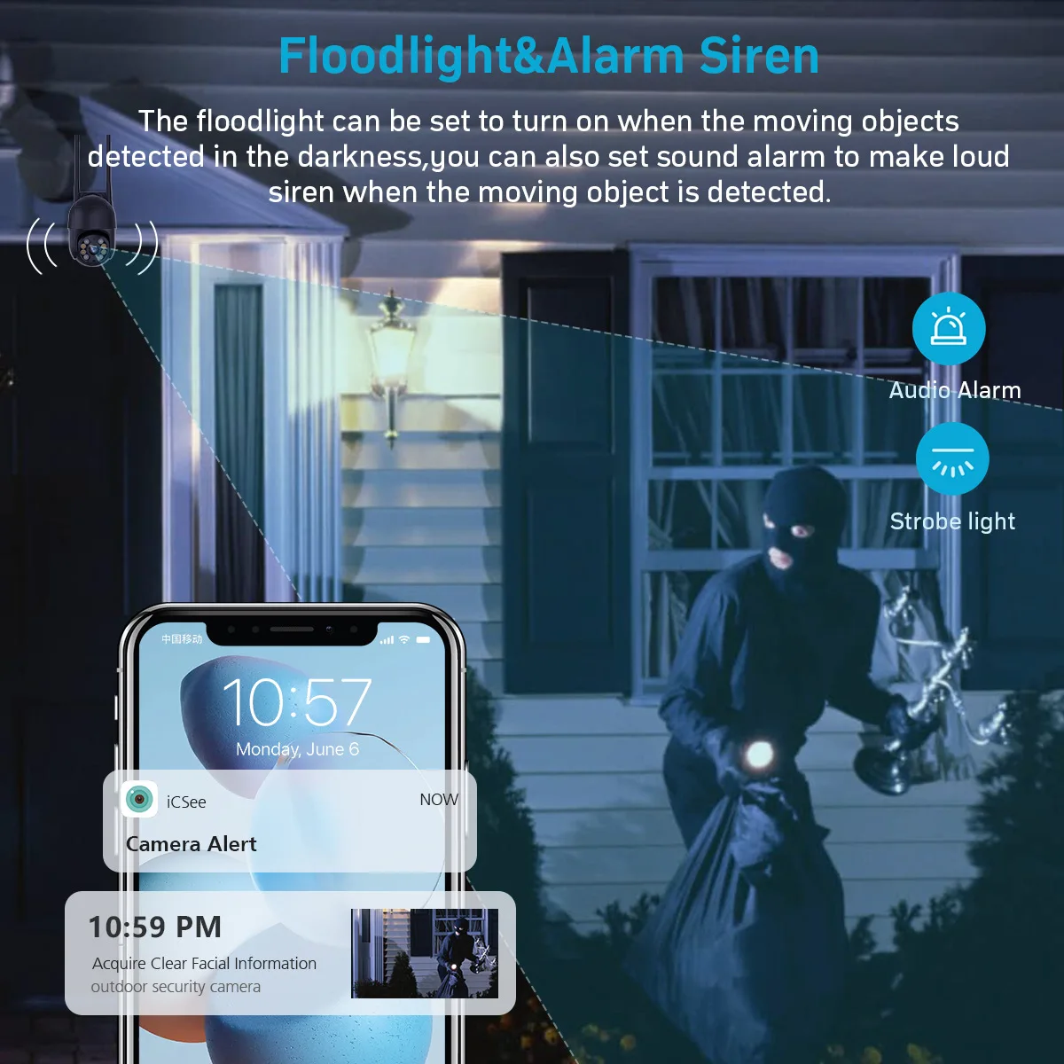 Uzoom 5MP IP Outdoor WiFi Camera Surveillance Security CCTV PTZ Camera HD 1080P Wireless AI Tracking Onvif iCsee