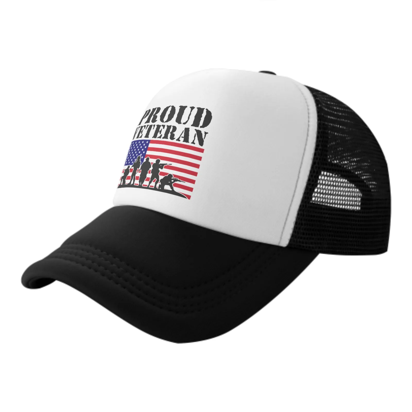 

Proud Veteran Print Mesh Baseball Cap American Soldiers Trucker Hats Sports Outdoor Adjustable Washed Snapback Dad Hat