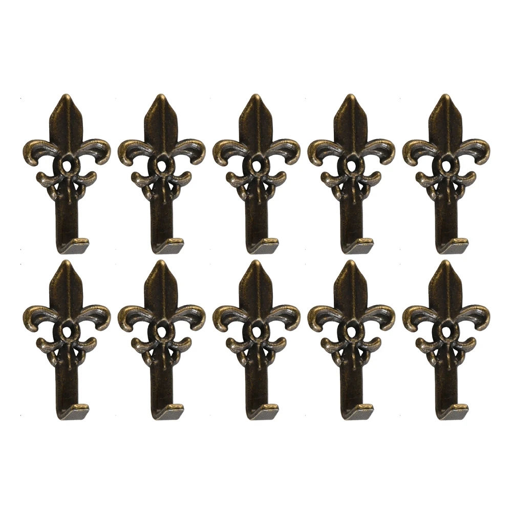 10pcs Retro Antique Bronze Single Hook w/screws Hanger 30*20mm fit Coat Bag Key Towel European Sword Plant Decor Wall/Cabinet