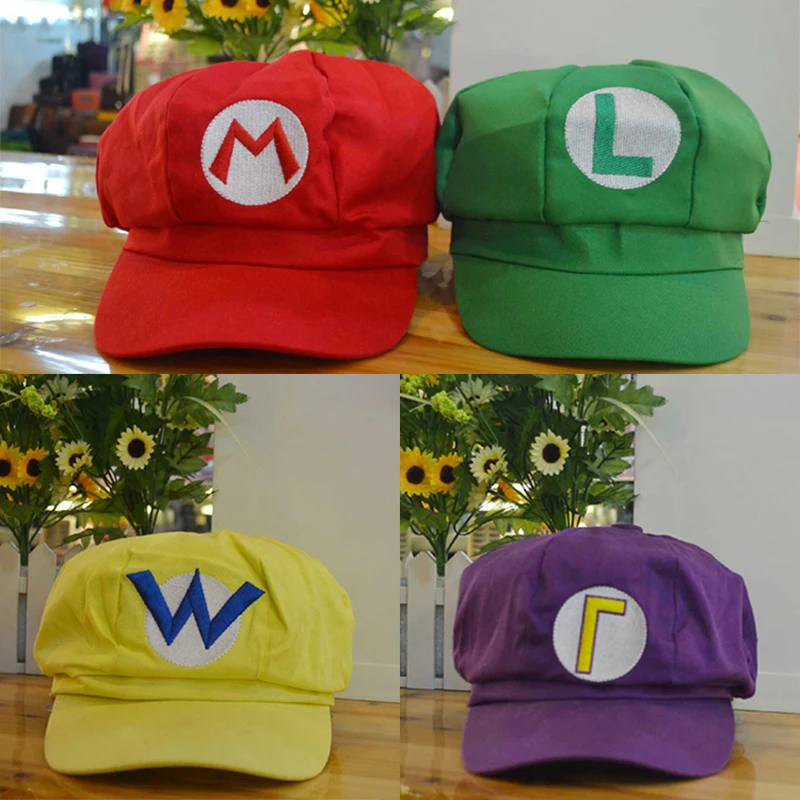 Super Luigi Bors sombreros Cosplay Anime disfraces de fiesta de Halloween accesorio Kawaii gorras coloridas regalos de navidad