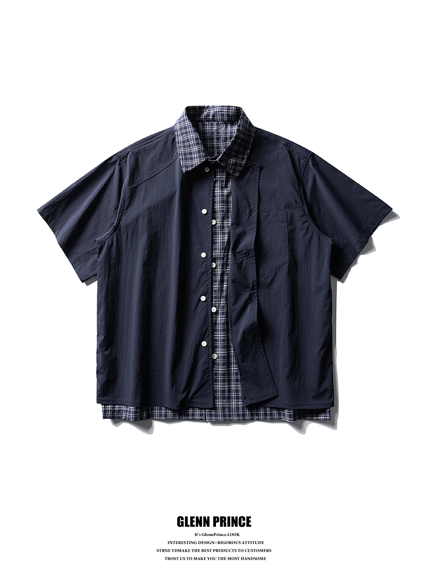 

GPstudio Japanese Style Retro Plaid Short Sleeve Shirt Men's High Intelligence Sensation Sun Protection Casual Outerwear
