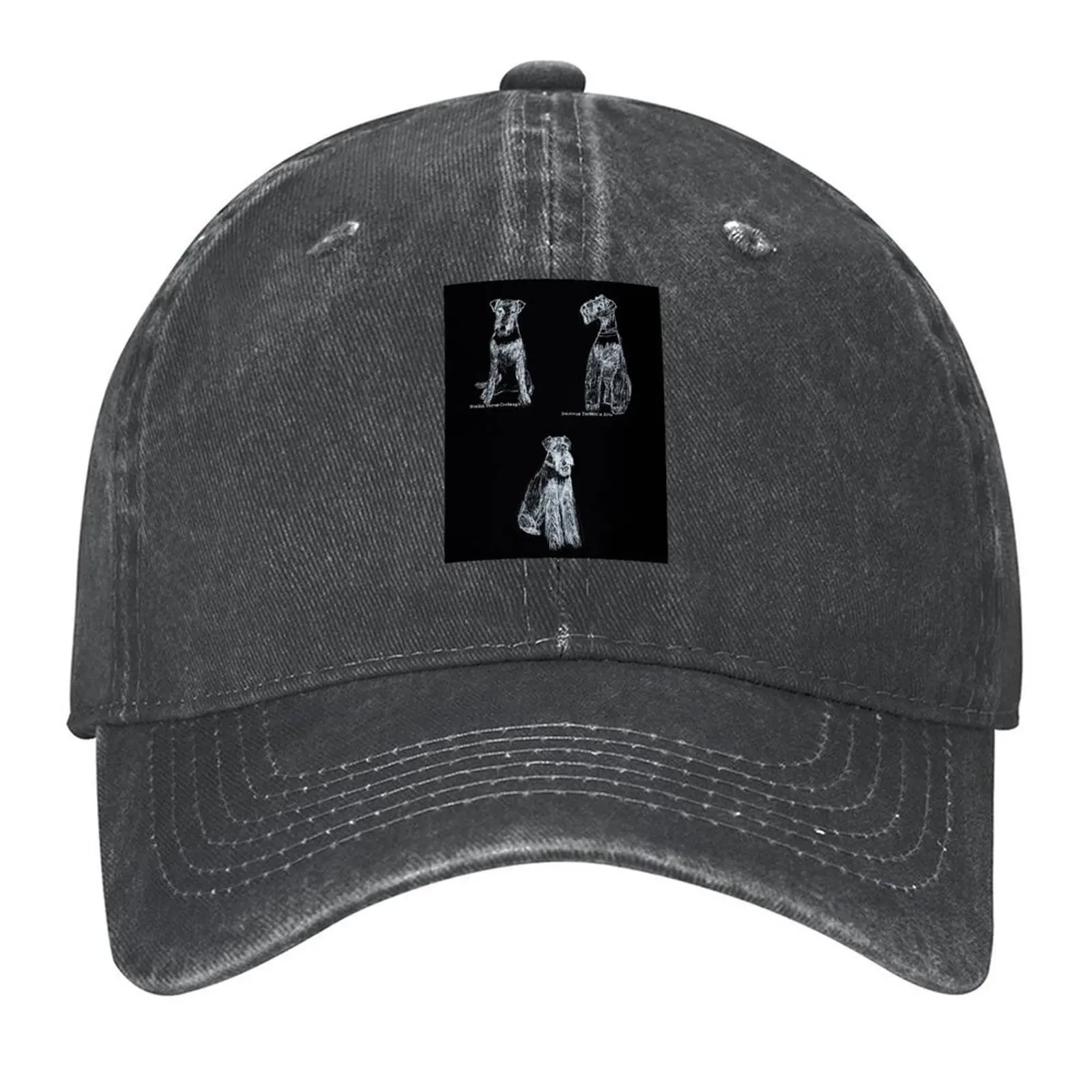 

Quirinus Versatile Airedale Terriers White Ink on Black Paper 1 Baseball Cap New In Hat Unique hats Cosplay Women's Hats Men's