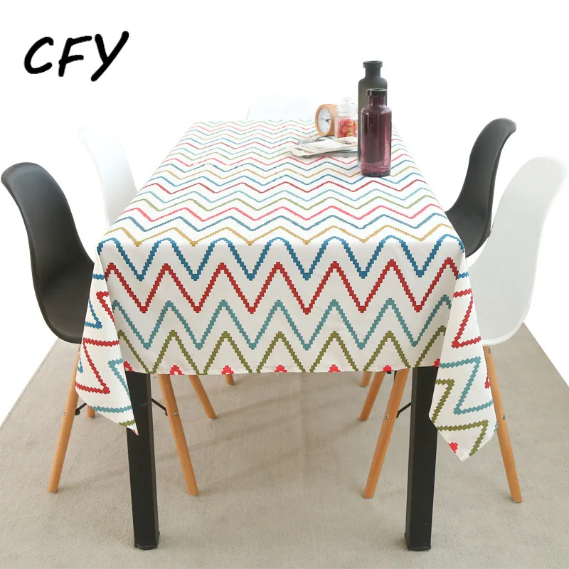 

American Style Striped Cotton Linen Tablecloth Rectangular Tablecloth Home Coffee Dining Table Fireplace Microwave Cover