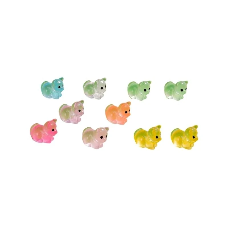 10 Pieces Miniature Whale Kitten Resin Glow Effect for Craft and Decoration