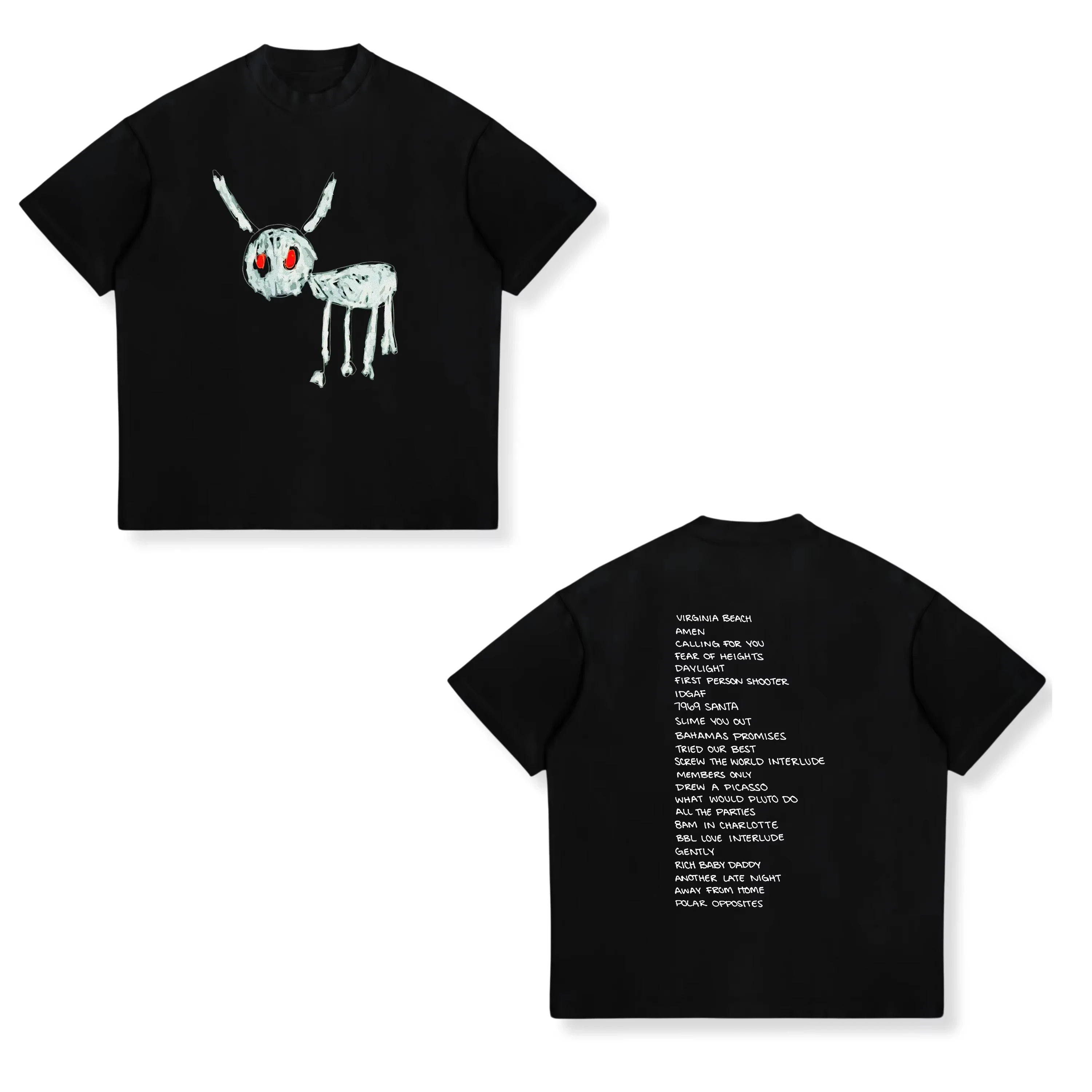 Vintage Rapper Drizzy Drake Print T-shirt Men and Women Casual Cotton Short Sleeve T-shirt Hip Hop Gothic Popular Y2K Streetwear