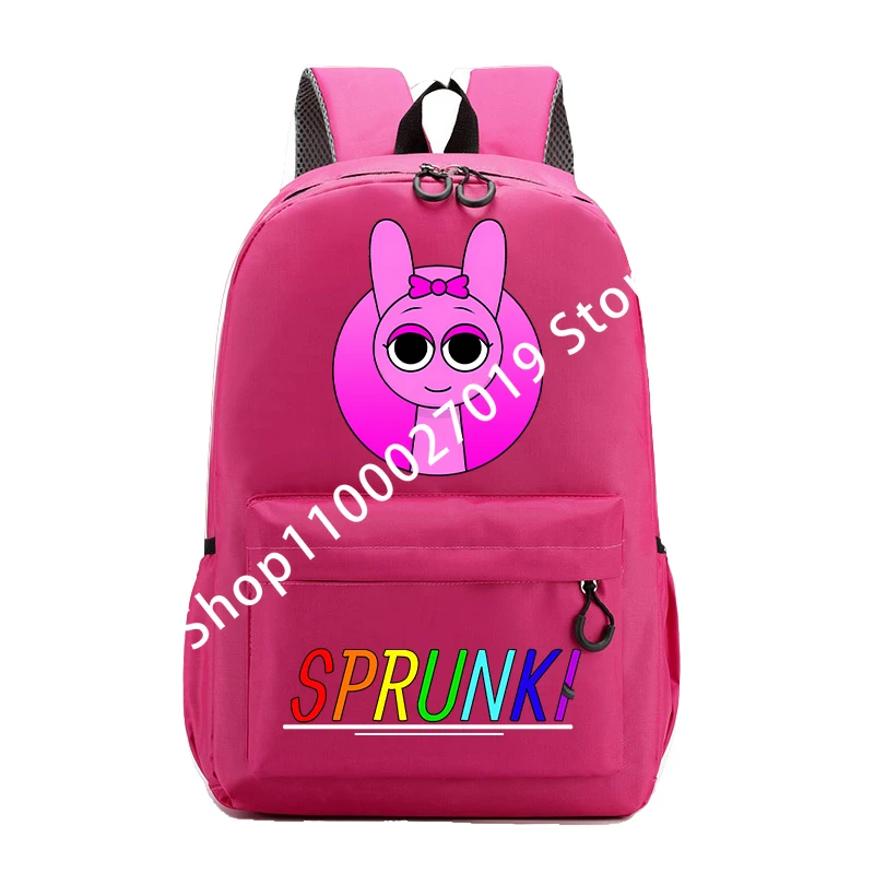 Sprunkis Backpack Boys Girls Child Cartoon Anime Knapsack Breathable Cute Student Schoolbag Wear Resistant Canvas Bag Kids Gifts