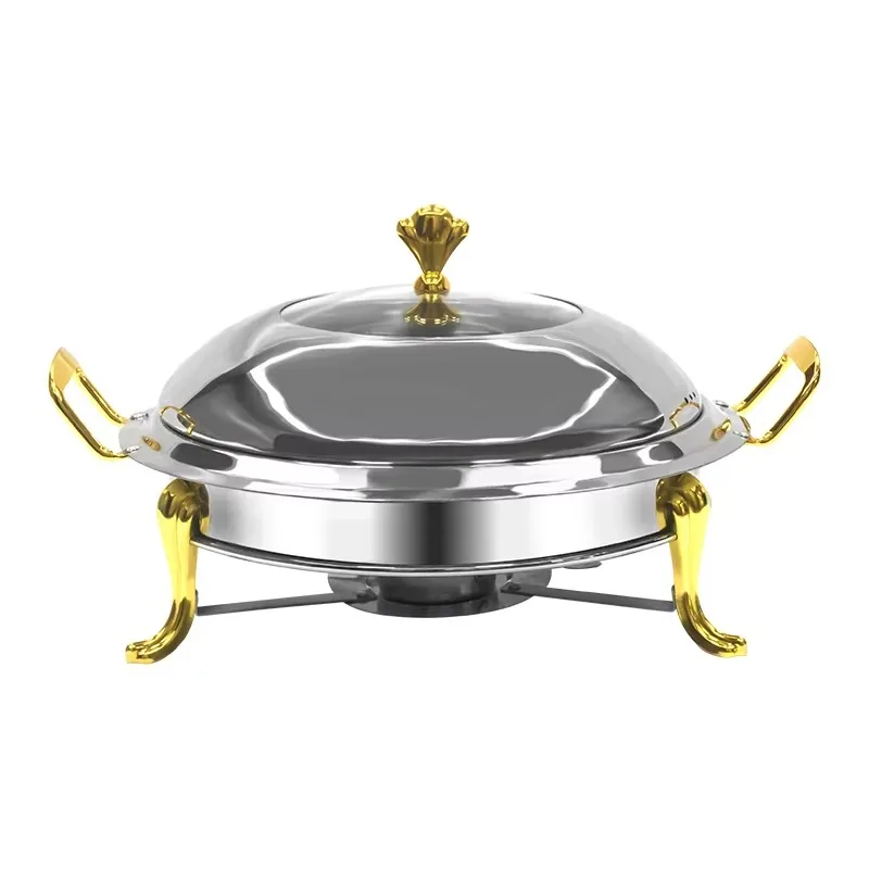 

Luxury Stainless Steel Food Warmer Simple Hot Pot Dining Hotel Restaurant