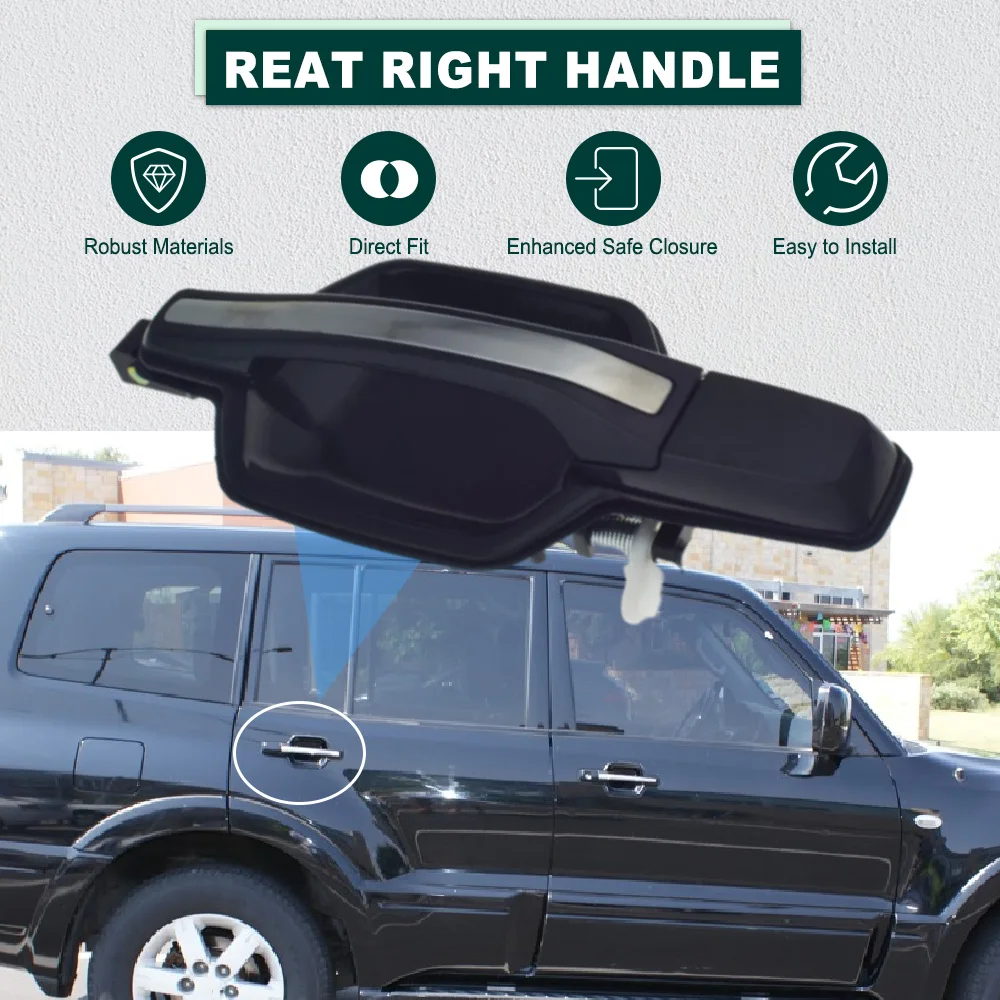 

Наружные дверные ручки (передние, задние, левые, правые) хромированные для Mitsubishi Montero 2001-2006 MR653471 MR653473 MR653479 MR653481