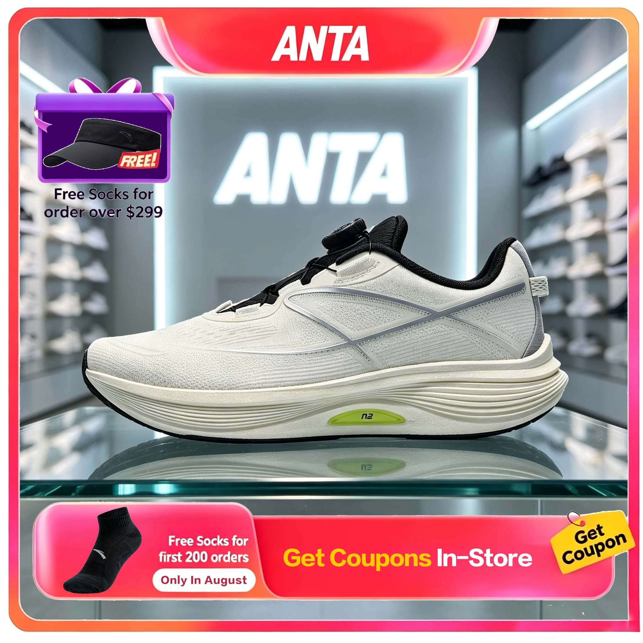 Anta Champion Qingfeng 2 URBAN Men Autumn New Cushioning Lightweight Anti Slip Wear Resistant Running Sports Sneakers